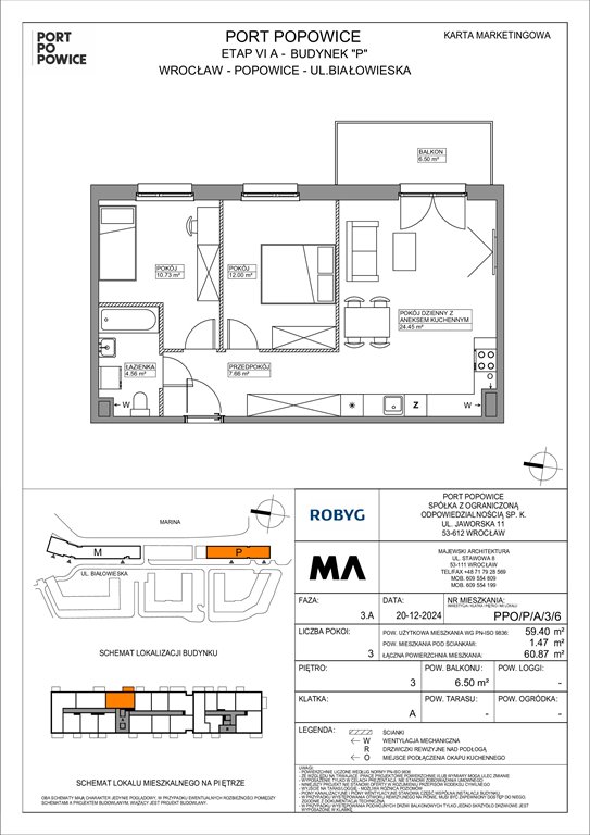 Nowe mieszkanie trzypokojowe Port Popowice Wrocław, Fabryczna, Białowieska 91a  59m2 Foto 1