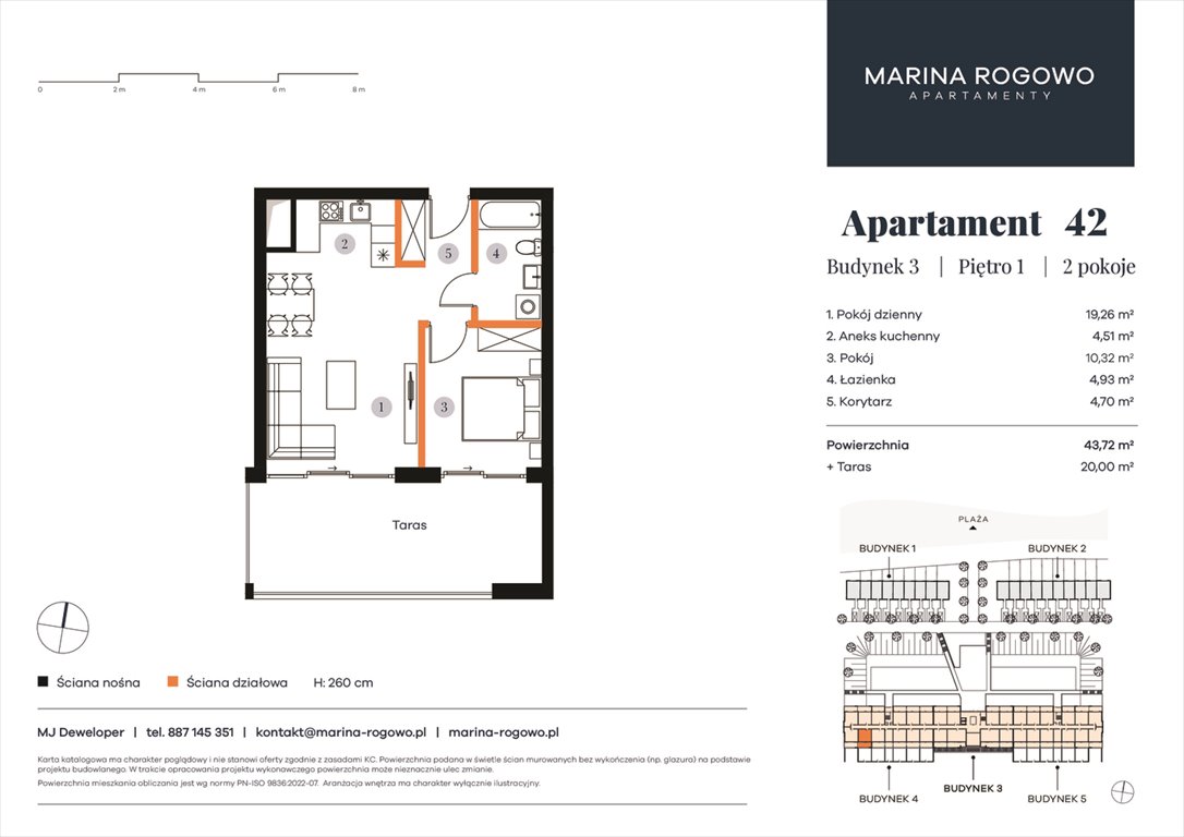 Nowe mieszkanie dwupokojowe APARTAMENTY MARINA ROGOWO Rogowo, Rogowo 65  44m2 Foto 1