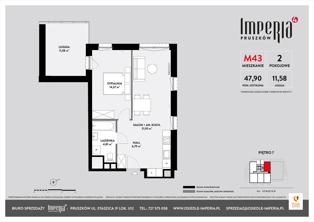 Nowe mieszkanie dwupokojowe IMPERIA 4 Pruszków, Stanisława Staszica 1  48m2 Foto 1