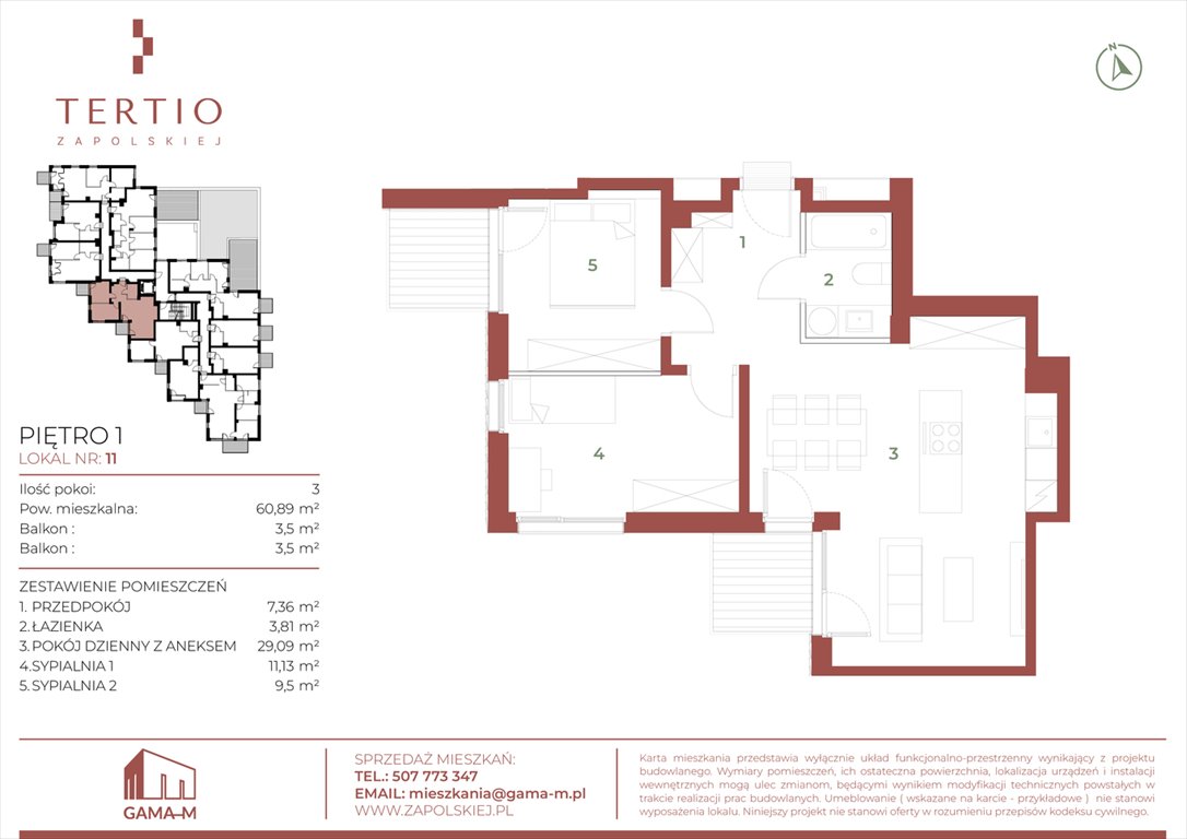 Nowe mieszkanie trzypokojowe Tertio Zapolskiej Kraków, Bronowice, Gabrieli Zapolskiej 21  61m2 Foto 1