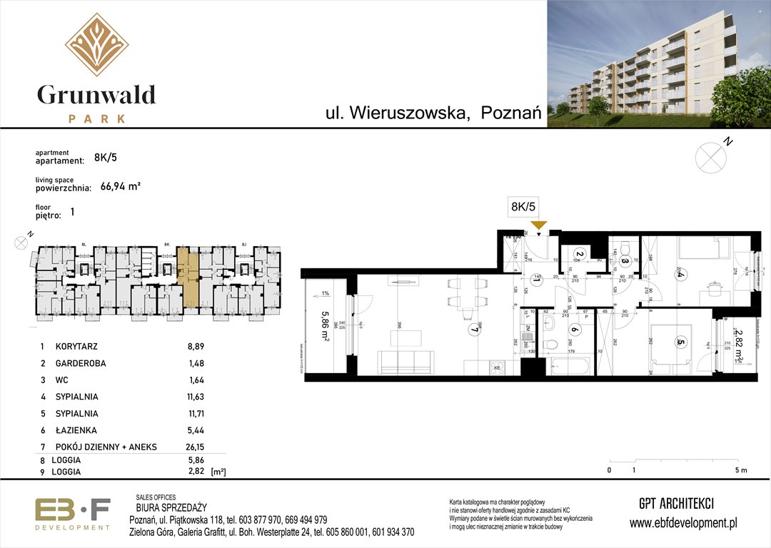 Nowe mieszkanie trzypokojowe Grunwald Park - ul. Wieruszowska 8 Poznań, Grunwald, Wieruszowska 8  67m2 Foto 1