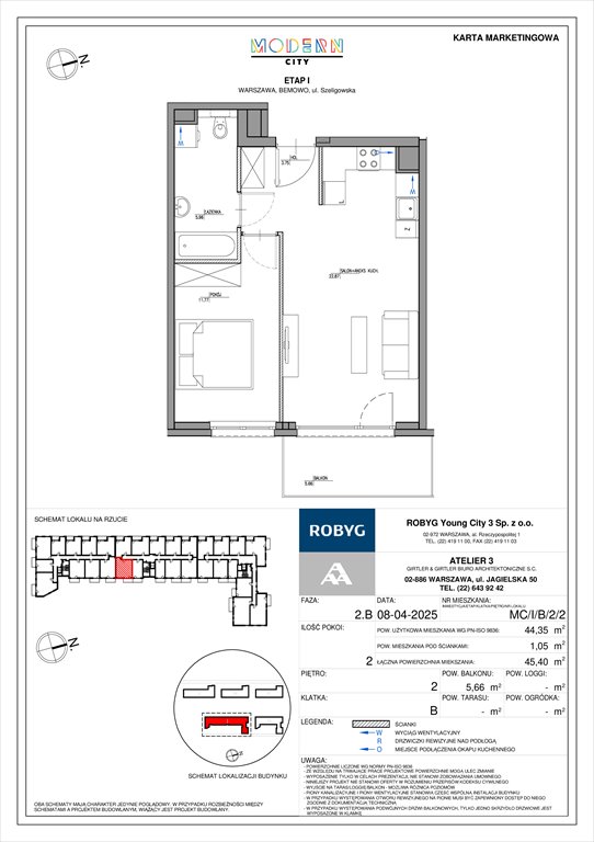 Nowe mieszkanie dwupokojowe Modern City Warszawa, Bemowo, Szeligowska  44m2 Foto 1