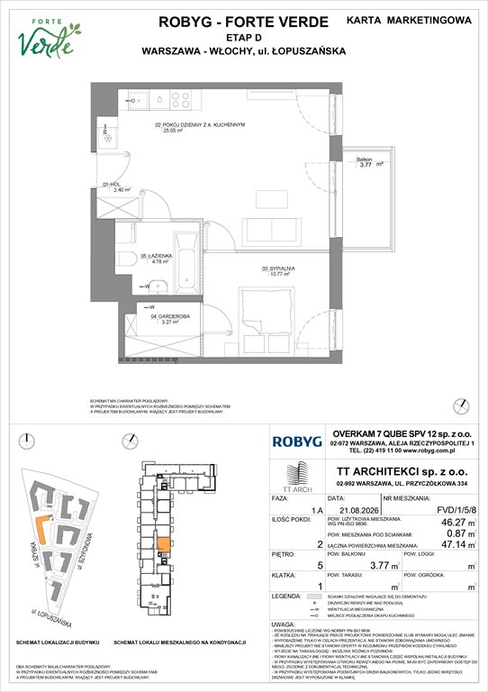 Nowe mieszkanie dwupokojowe Forte Verde Warszawa, Włochy, Łopuszańska 28  46m2 Foto 1