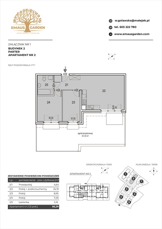 Nowe mieszkanie trzypokojowe EMAUS GARDEN Kraków, Zwierzyniec, Borowego  35  56m2 Foto 1