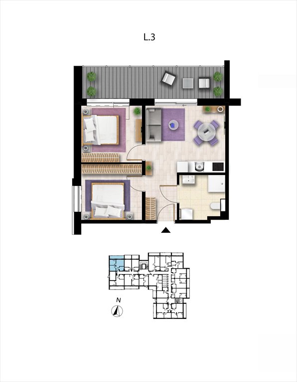 Nowe mieszkanie trzypokojowe Sunset Resort Grzybowo, Nadmorska 98 -106  45m2 Foto 1