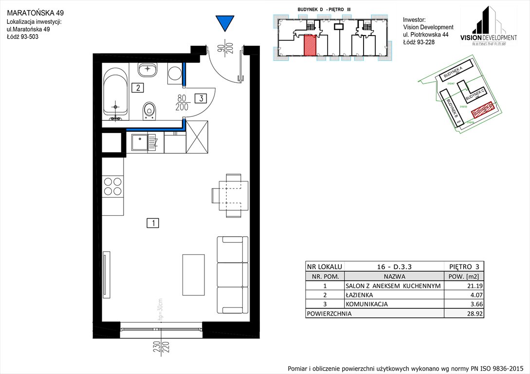 Nowa kawalerka Maratońska 49 Nowa Retkinia  Łódź, Retkinia, Maratońska 49C  29m2 Foto 1