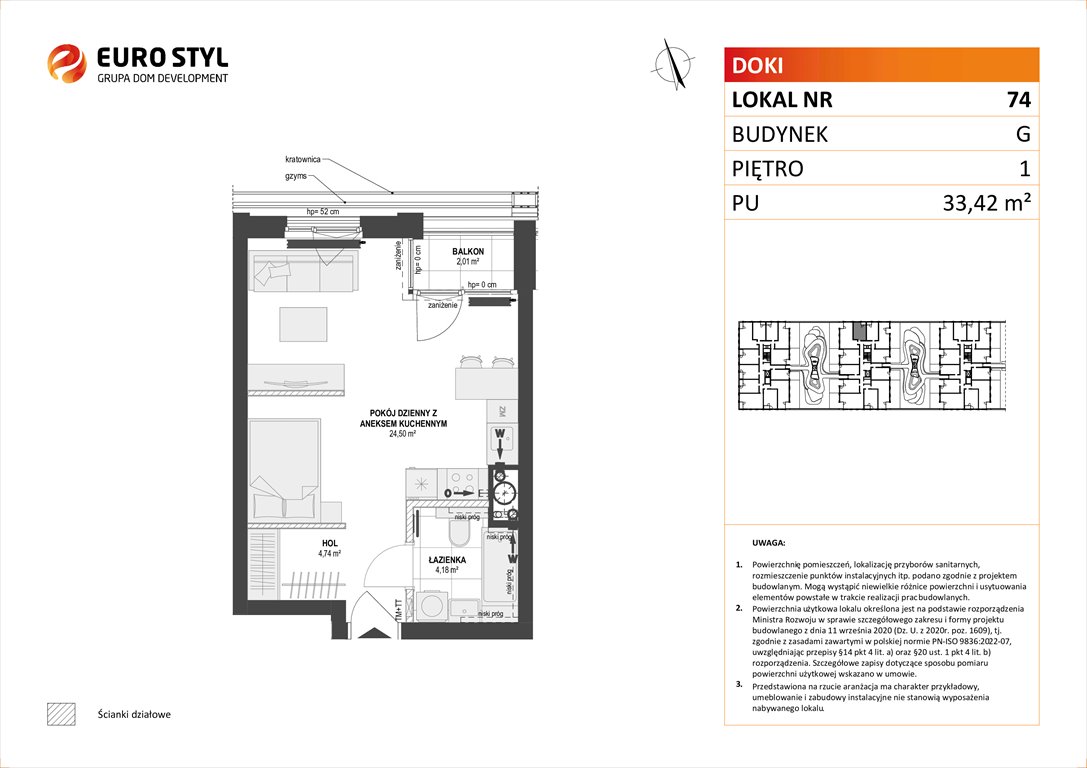 Nowa kawalerka DOKI LIVING Gdańsk, Śródmieście, ks. Jerzego Popiełuszki/Rybaki Górne  33m2 Foto 1