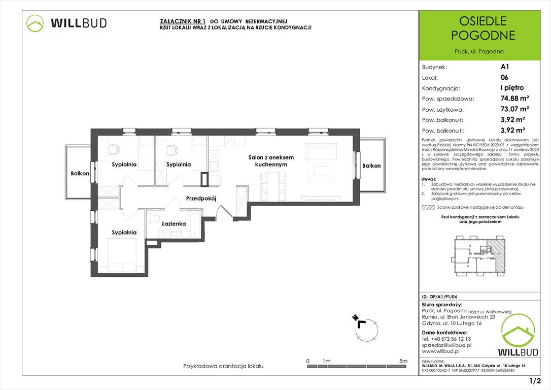 Nowe mieszkanie czteropokojowe  Osiedle Pogodne w Pucku Puck, Pogodna  73m2 Foto 1