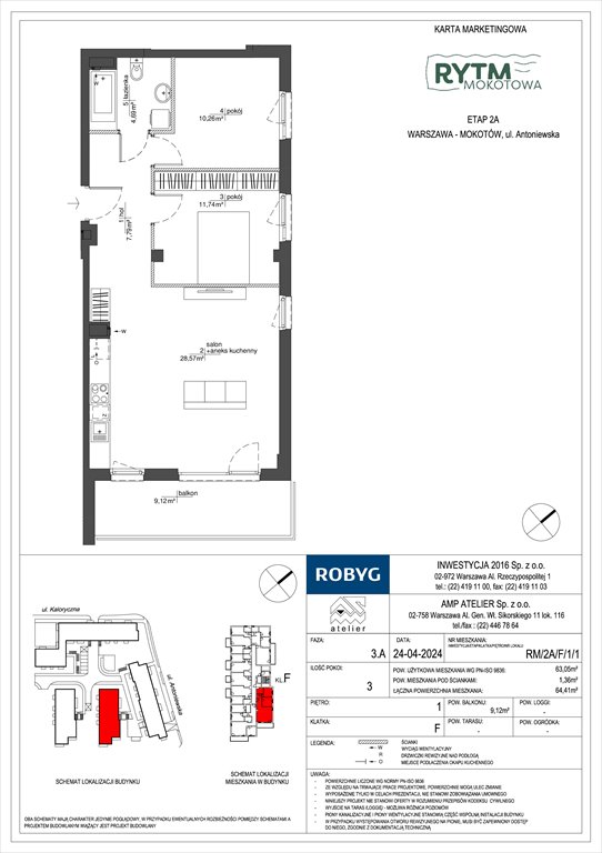 Nowe mieszkanie trzypokojowe Rytm Mokotowa Warszawa, Mokotów, Antoniewska  63m2 Foto 1