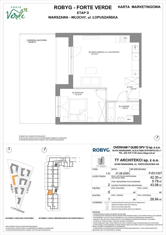 Nowe mieszkanie dwupokojowe Forte Verde Warszawa, Włochy, Łopuszańska 28  42m2 Foto 1