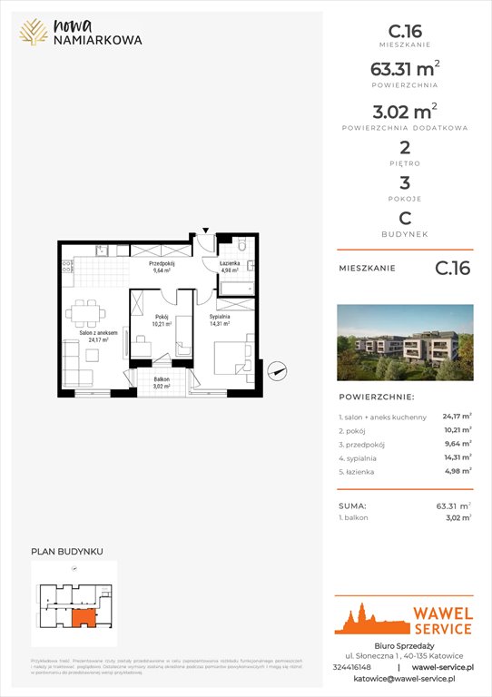 mieszkanie na sprzedaż 63m2 mieszkanie Będzin, Gzichów, Namiarkowa 15F