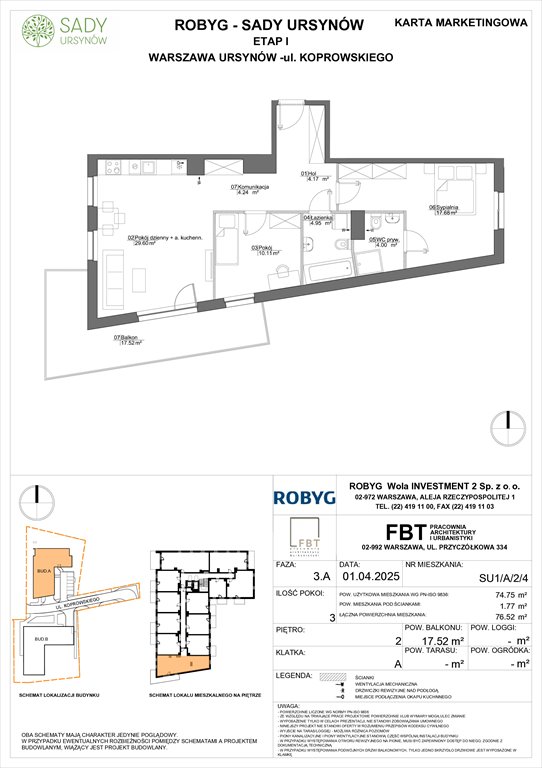 Nowe mieszkanie trzypokojowe Sady Ursynów Warszawa, Koprowskiego  75m2 Foto 1