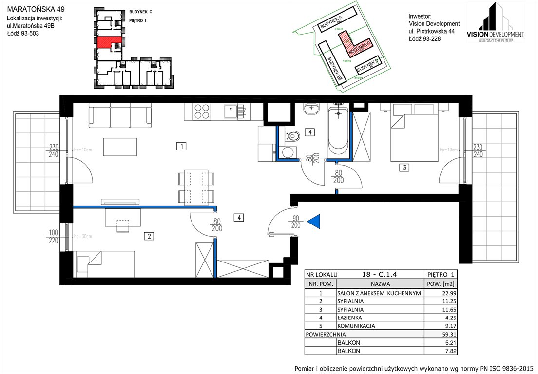 mieszkanie na sprzedaż 59m2 mieszkanie Łódź, Retkinia, Maratońska 49C
