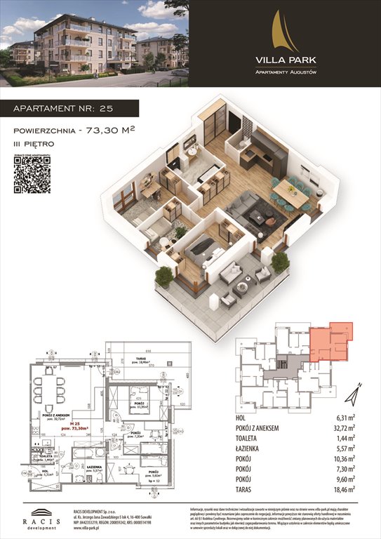Nowe mieszkanie czteropokojowe  Villa Park - Etap III Augustów, Wypoczynkowa  73m2 Foto 1