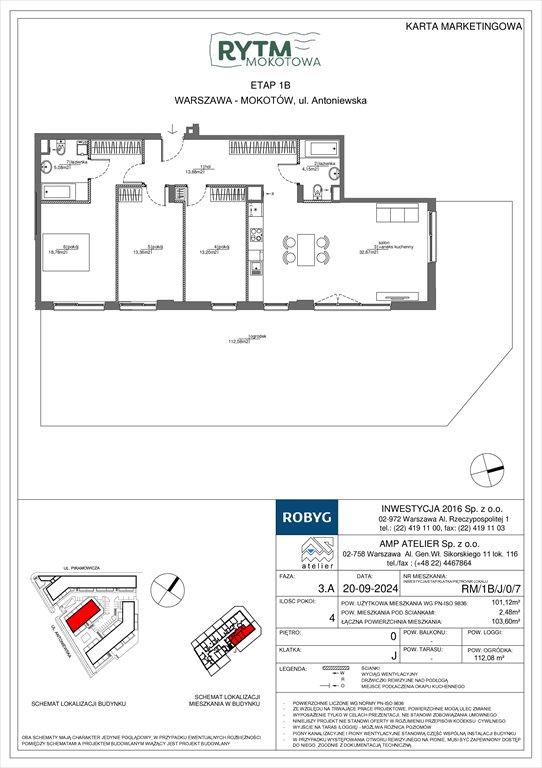 Nowe mieszkanie czteropokojowe  Rytm Mokotowa Warszawa, Mokotów, Antoniewska  101m2 Foto 1