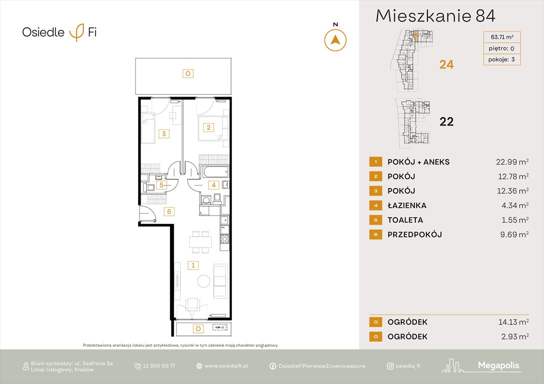 Nowe mieszkanie trzypokojowe Osiedle FI Kraków, Rzemieślnicza 22-24  64m2 Foto 1