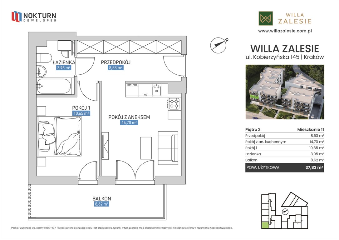 Nowe mieszkanie dwupokojowe Willa Zalesie Kraków, Ruczaj, Kobierzyńska 145  38m2 Foto 1