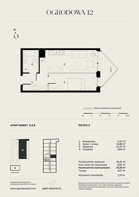 Nowe mieszkanie Apartamentowiec Ogrodowa 12 Poznań, Ogrodowa 12  37m2 Foto 1