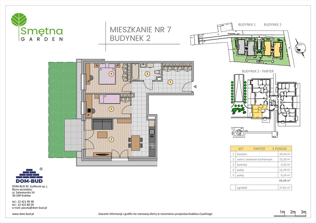 Nowe mieszkanie trzypokojowe Smętna Garden Kraków, Bronowice Wielkie, Smętna 1  62m2 Foto 1