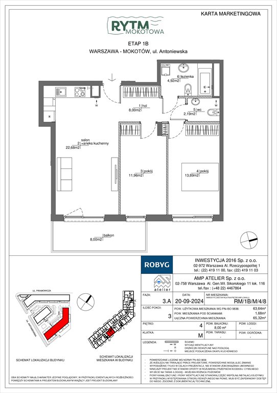 Nowe mieszkanie trzypokojowe Rytm Mokotowa Warszawa, Mokotów, Antoniewska  64m2 Foto 1