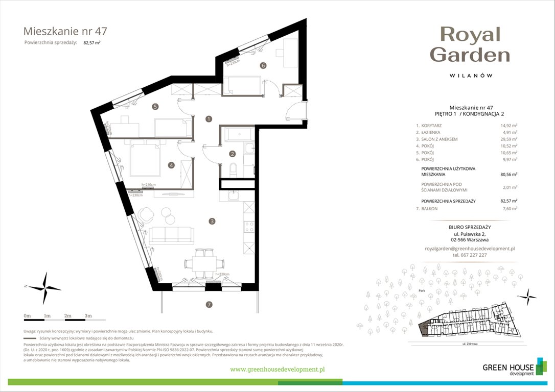 Nowe mieszkanie czteropokojowe  Royal Garden Wilanów Warszawa, Wilanów, Zdrowa 2  81m2 Foto 1