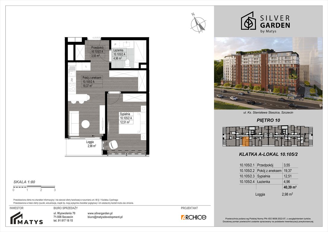 Nowe mieszkanie dwupokojowe Silver Garden Szczecin, Centrum, al. Wyzwolenia 70 / ul. Staszica 21  40m2 Foto 1