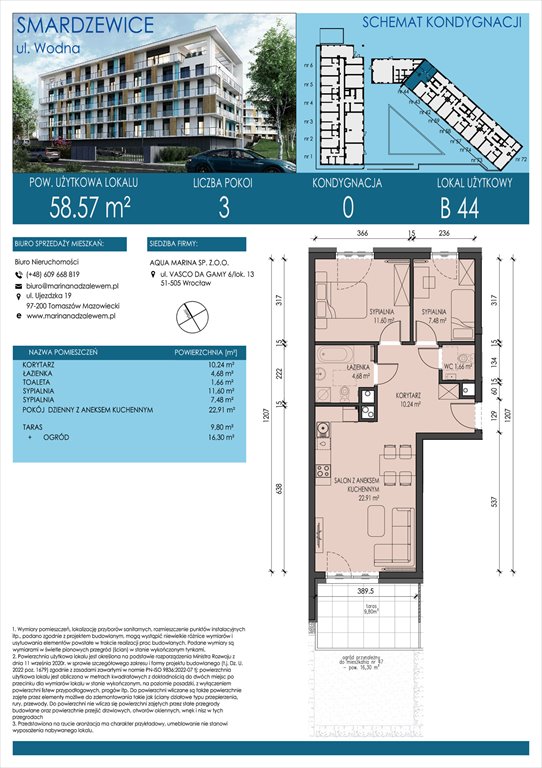 Nowe mieszkanie trzypokojowe AQUA MARINA SMARDZEWICE, WODNA  59m2 Foto 1