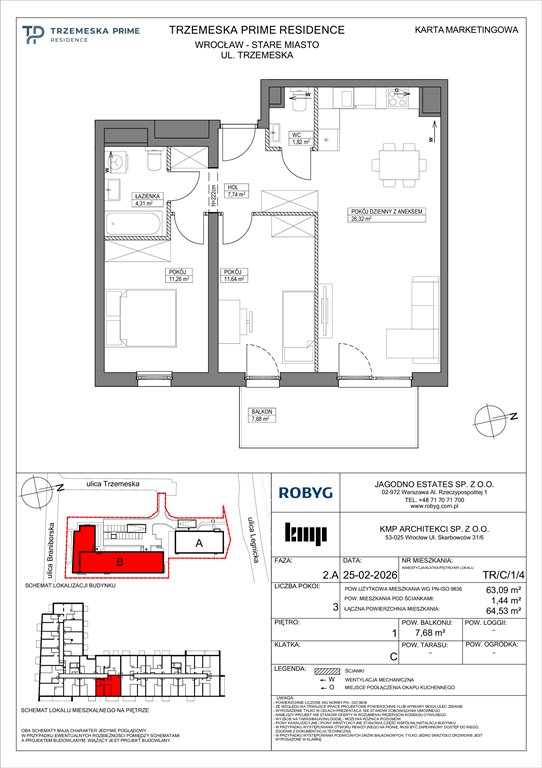Nowe mieszkanie trzypokojowe Trzemeska Prime Residence Wrocław, Stare Miasto, Trzemeska  63m2 Foto 1