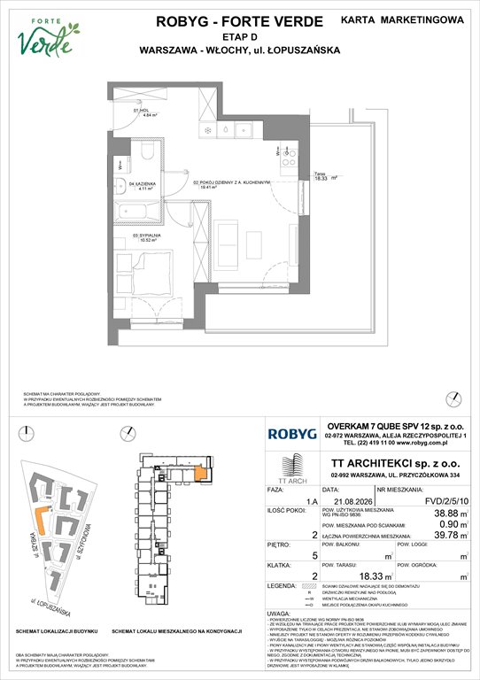 Nowe mieszkanie dwupokojowe Forte Verde Warszawa, Włochy, Łopuszańska 28  39m2 Foto 1