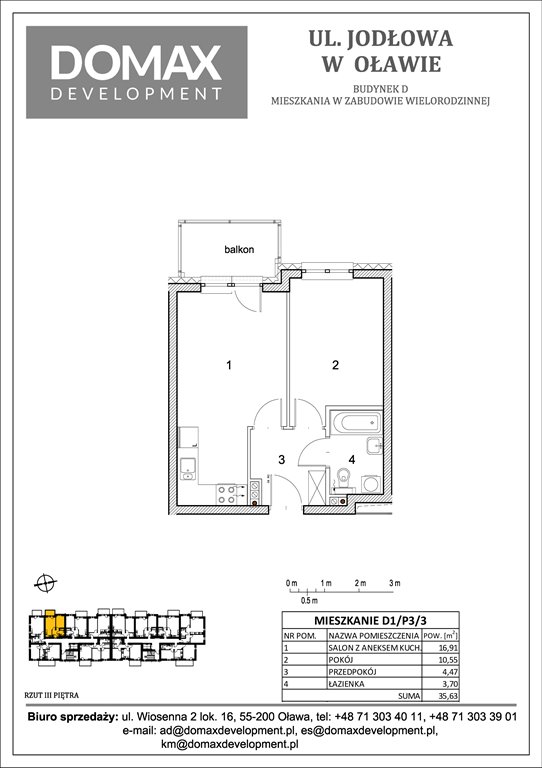 Nowe mieszkanie dwupokojowe Osiedle Jodłowa etap II bud D Oława, Nowy Otok, Jodłowa 38-40  36m2 Foto 1