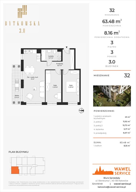 mieszkanie na sprzedaż 63m2 mieszkanie Katowice, Bytkowska 107