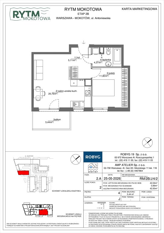 Nowe mieszkanie dwupokojowe Rytm Mokotowa Warszawa, Mokotów, Antoniewska 3B  42m2 Foto 1