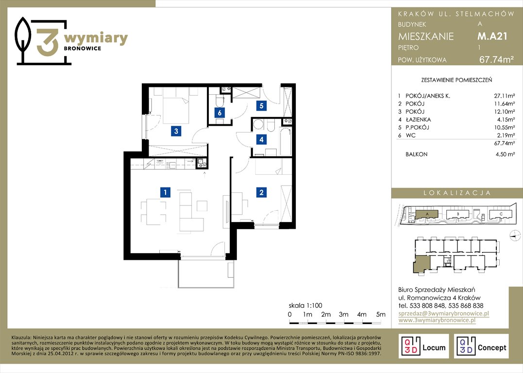 Nowe mieszkanie trzypokojowe 3 Wymiary Bronowice Kraków, Bronowice Wielkie, Stelmachów  68m2 Foto 1
