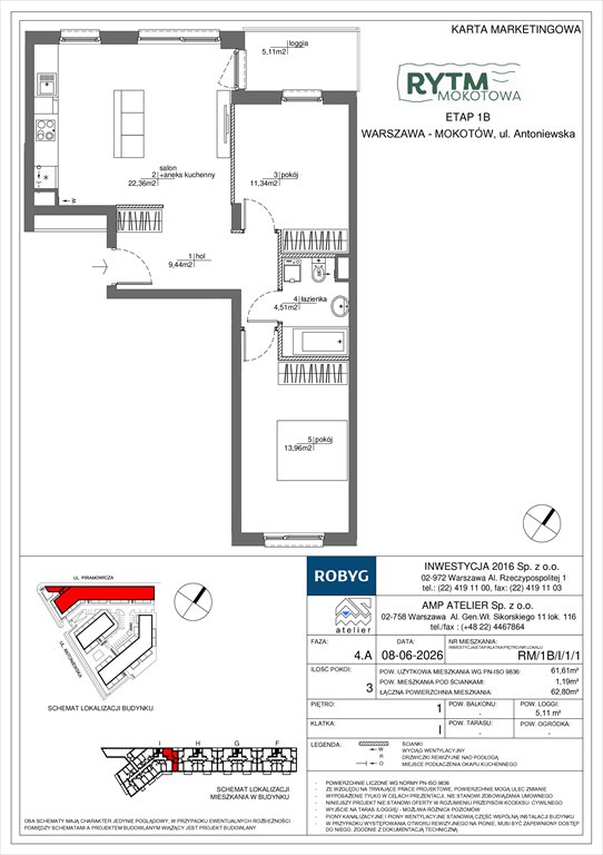 Nowe mieszkanie trzypokojowe Rytm Mokotowa Warszawa, Mokotów, Antoniewska 3B  62m2 Foto 1