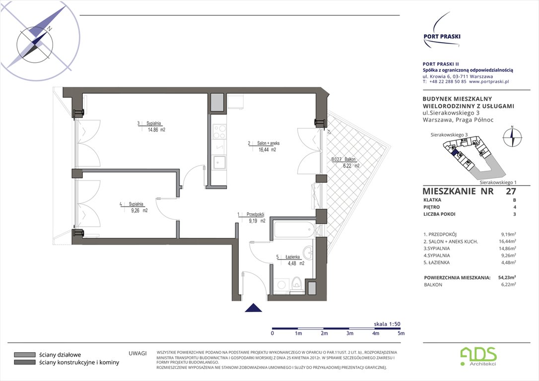 Nowe mieszkanie trzypokojowe Sierakowskiego 1 i 3 Warszawa, Praga - Północ, Sierakowskiego 1-3  54m2 Foto 1