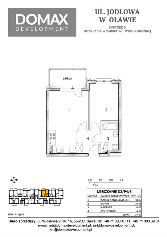 Nowe mieszkanie dwupokojowe Osiedle Jodłowa etap II bud D Oława, Nowy Otok, Jodłowa 38-40  38m2 Foto 1