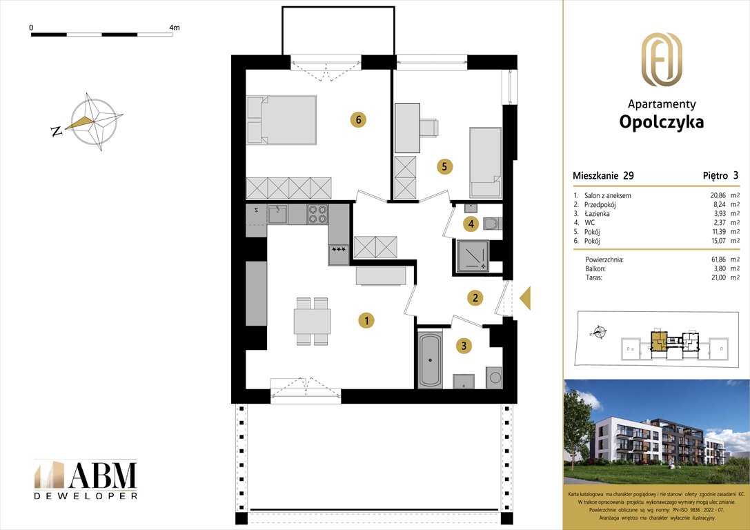 Nowe mieszkanie trzypokojowe APARTAMENTY OPOLCZYKA Łódź, Widzew, Opolczyka 16  62m2 Foto 1
