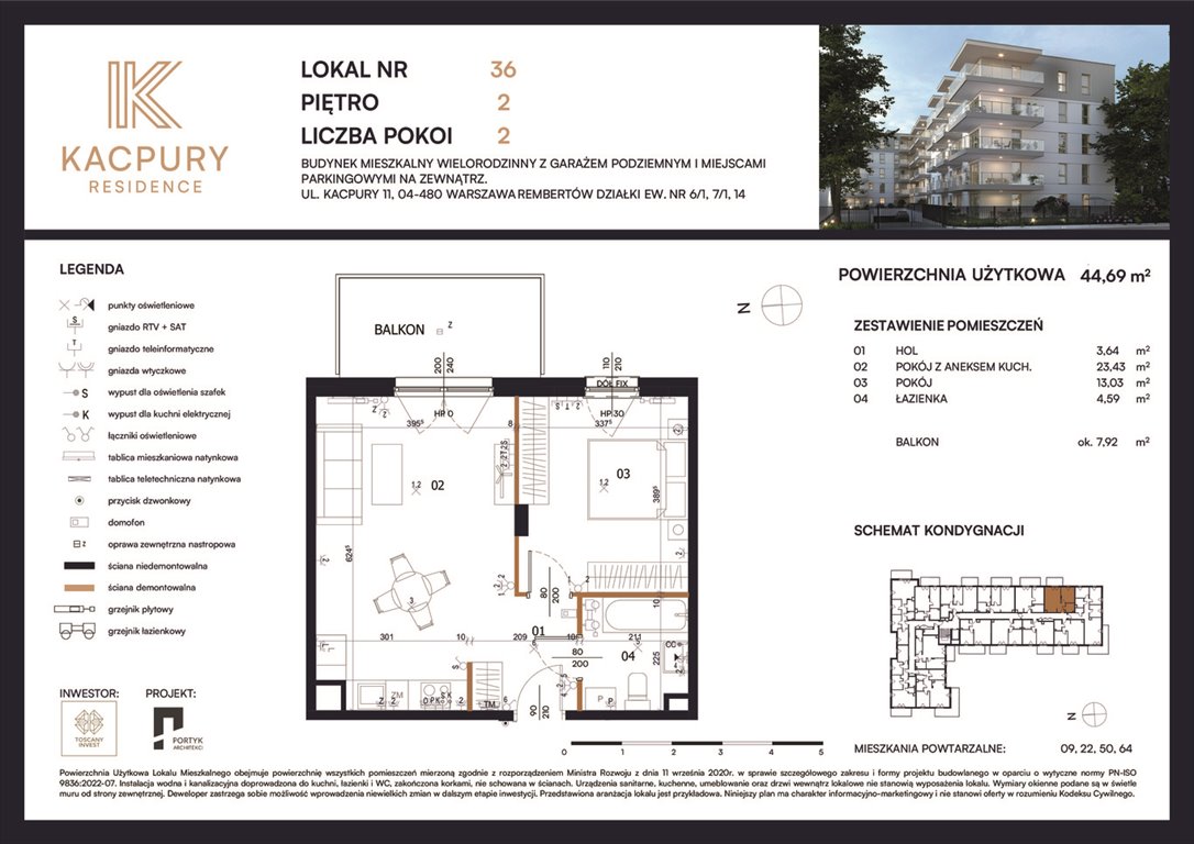 Nowe mieszkanie dwupokojowe Kacpury Residence Warszawa, Rembetów, Kacpury 11  45m2 Foto 1