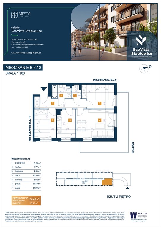 Nowe mieszkanie trzypokojowe Eco Vista Stabłowice Wrocław, Fabryczna, Łomnicka 8  64m2 Foto 1