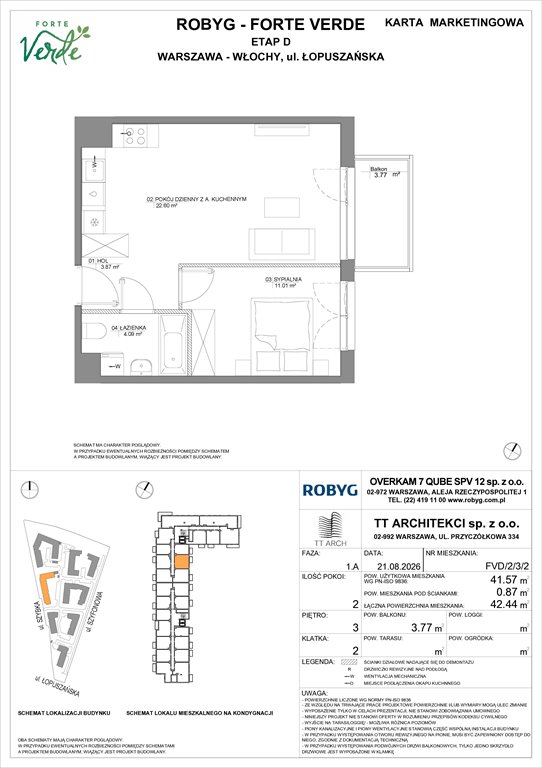 Nowe mieszkanie dwupokojowe Forte Verde Warszawa, Włochy, Łopuszańska 28  42m2 Foto 1