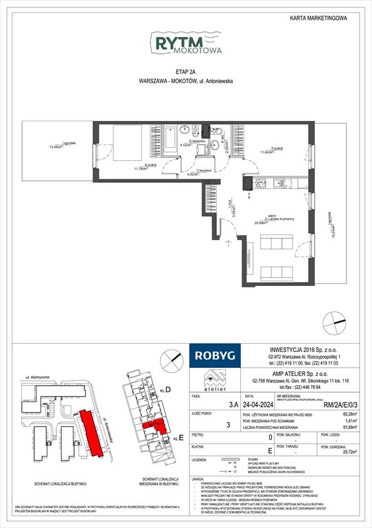 Nowe mieszkanie trzypokojowe Rytm Mokotowa Warszawa, Mokotów, Antoniewska  60m2 Foto 1