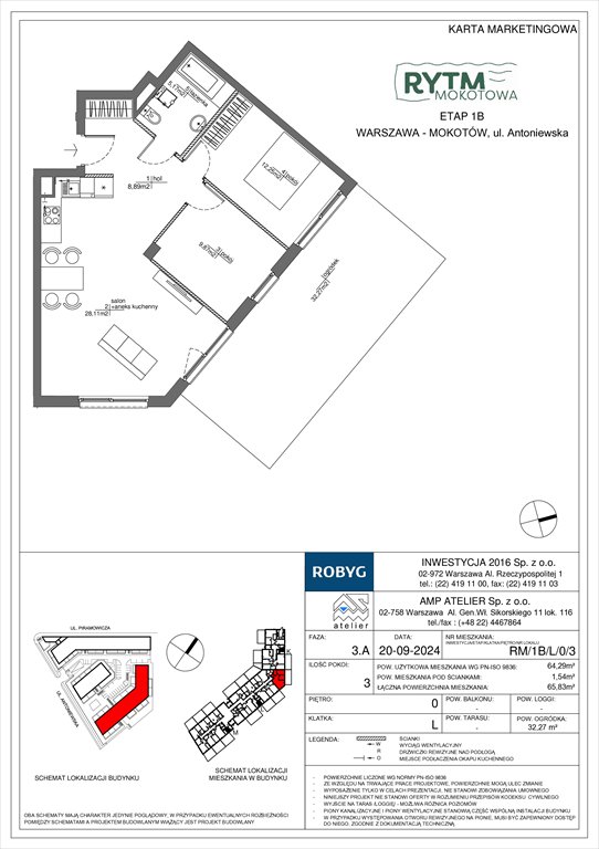 Nowe mieszkanie trzypokojowe Rytm Mokotowa Warszawa, Mokotów, Antoniewska  64m2 Foto 1