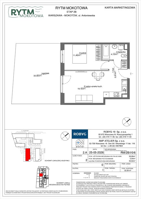 Nowe mieszkanie dwupokojowe Rytm Mokotowa Warszawa, Mokotów, Antoniewska 3B  39m2 Foto 1