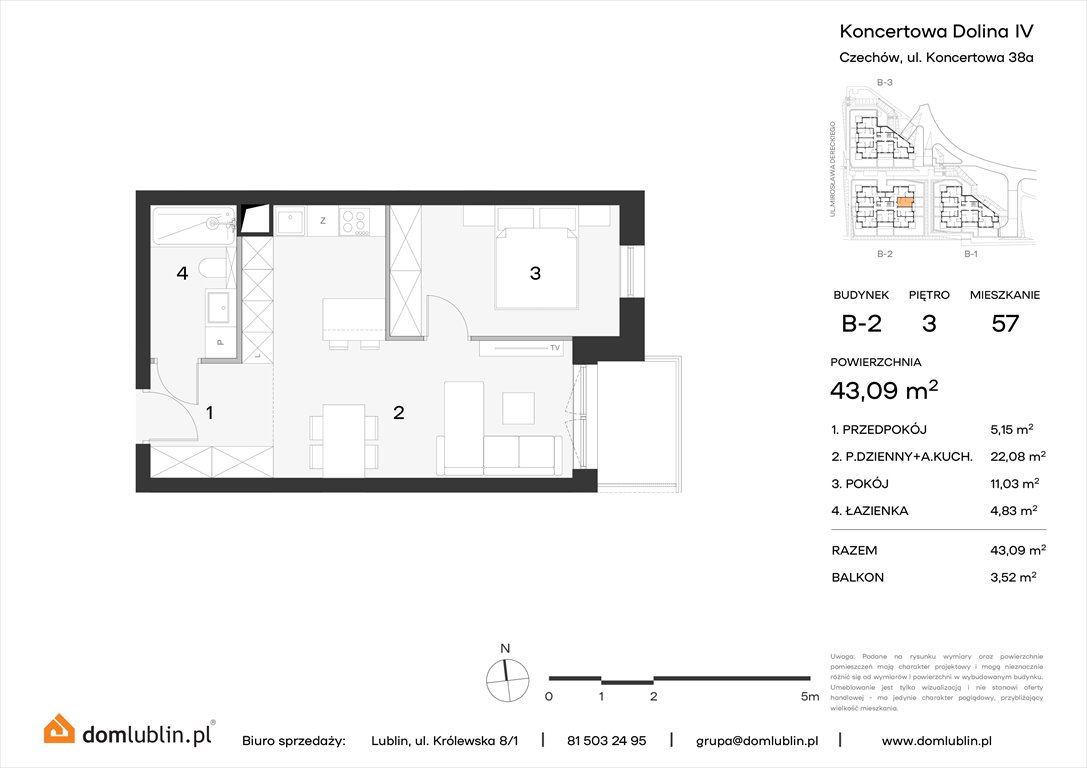 Nowe mieszkanie dwupokojowe Koncertowa Dolina Lublin, Choiny, Koncertowa  43m2 Foto 1