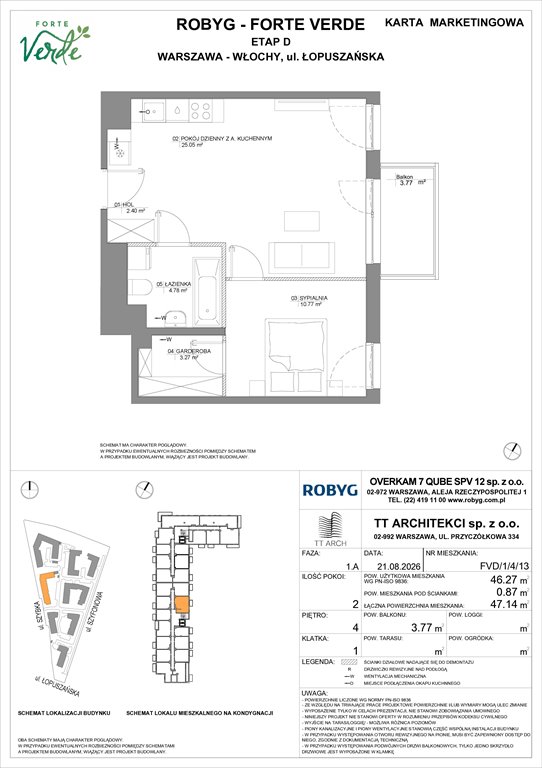 Nowe mieszkanie dwupokojowe Forte Verde Warszawa, Włochy, Łopuszańska 28  46m2 Foto 1