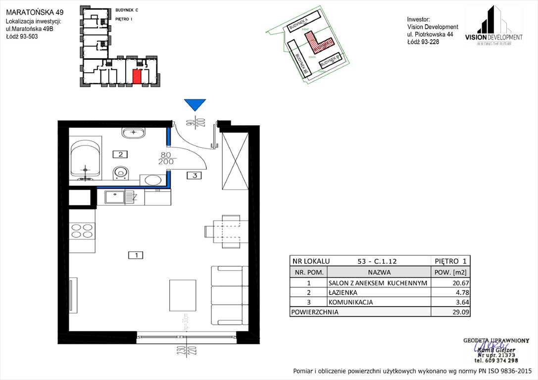 Nowa kawalerka Maratońska 49 Nowa Retkinia  Łódź, Retkinia, Maratońska 49C  29m2 Foto 1