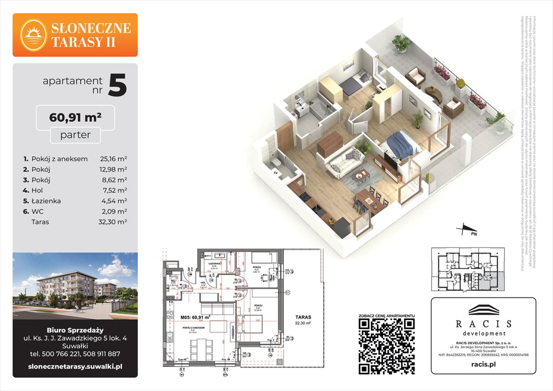 Nowe mieszkanie Słoneczne Tarasy II Suwałki, ul. Sportowa  61m2 Foto 1