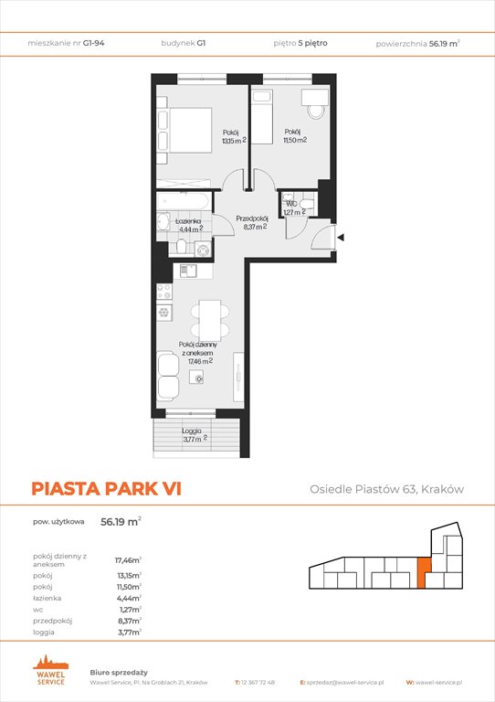 Nowe mieszkanie trzypokojowe PIASTA PARK VI Kraków, Mistrzejowice, Osiedle Piastów 63  56m2 Foto 1