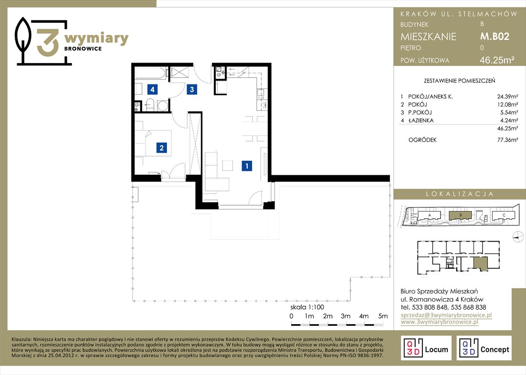 Nowe mieszkanie dwupokojowe 3 Wymiary Bronowice Kraków, Bronowice Wielkie, Stelmachów  46m2 Foto 1