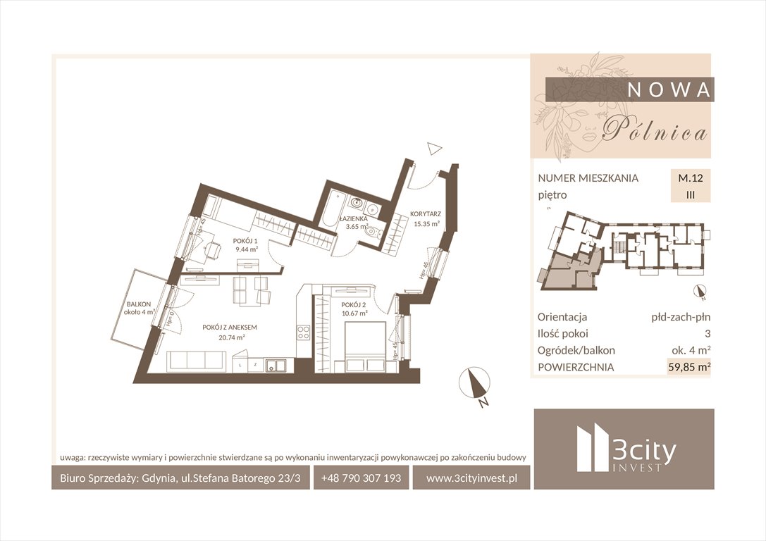 Nowe mieszkanie trzypokojowe NOWA PÓLNICA Gdańsk, Jasień, Pólnicy 4  60m2 Foto 1